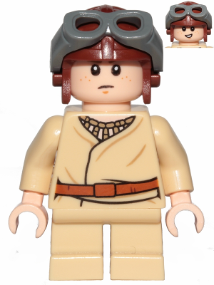 LEGO Minifigure -- Anakin Skywalker (Short Legs, Reddish Brown Aviator Cap)-Star Wars / Mini / Star Wars Episode 1 -- SW1001 -- Creative Brick Builders